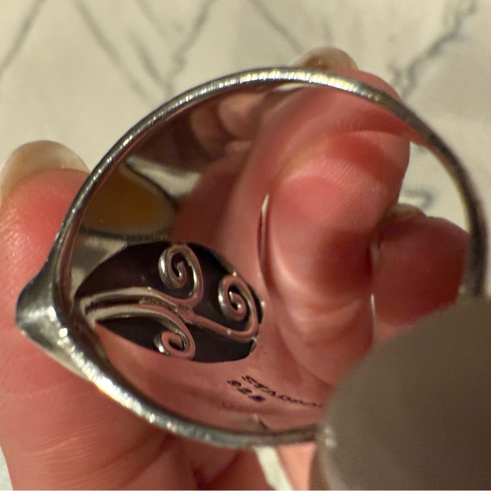 Sterling Silver and Druze Ring Signed by Artist - Picture 11 of 16